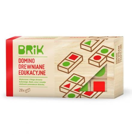 Drewniane domino edukacyjne dla dzieci - 28 elementów - Brik